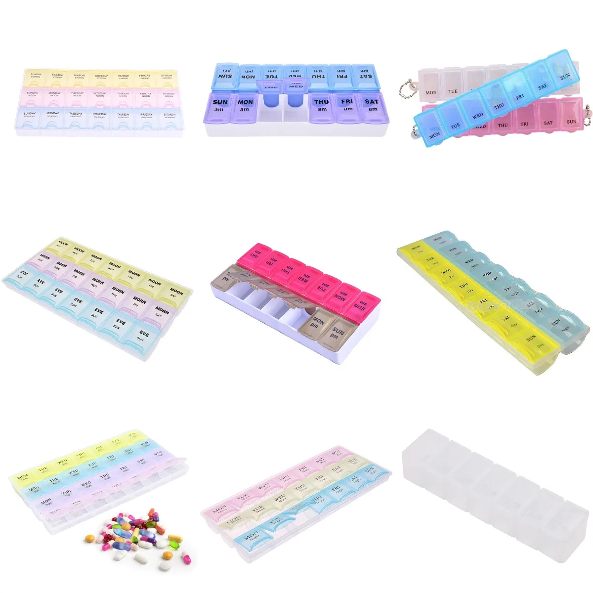 

Separate Multi Grids 7Day Weekly Candy Pill Case Medicine Tablet Dispenser Organizer Pill Box Splitters Pill Storage Container