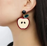 women drop dangle earrings weird red big punk hip hop cute fruits apple fashion jewelry