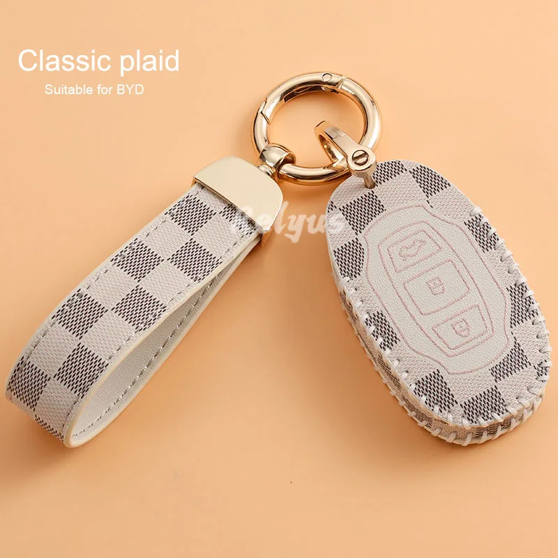 

Leather Car Remote Key Cover Case For BYD G6 Surui Shari 3 Buttons Smart Car Key Bag Auto Accessories