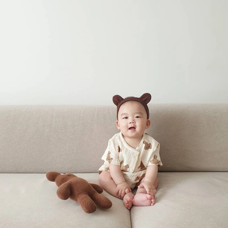 

2021 Summer New Baby Bear Set Short Sleeve O-Neck T-Shirt And Shorts 2 Pcs Suit