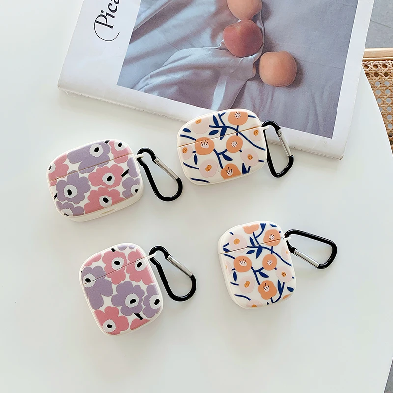 

Frosted headset case for Apple airpods pro 2 Korean flower Art Watercolor painting Wireless Earphone box protection cover capa