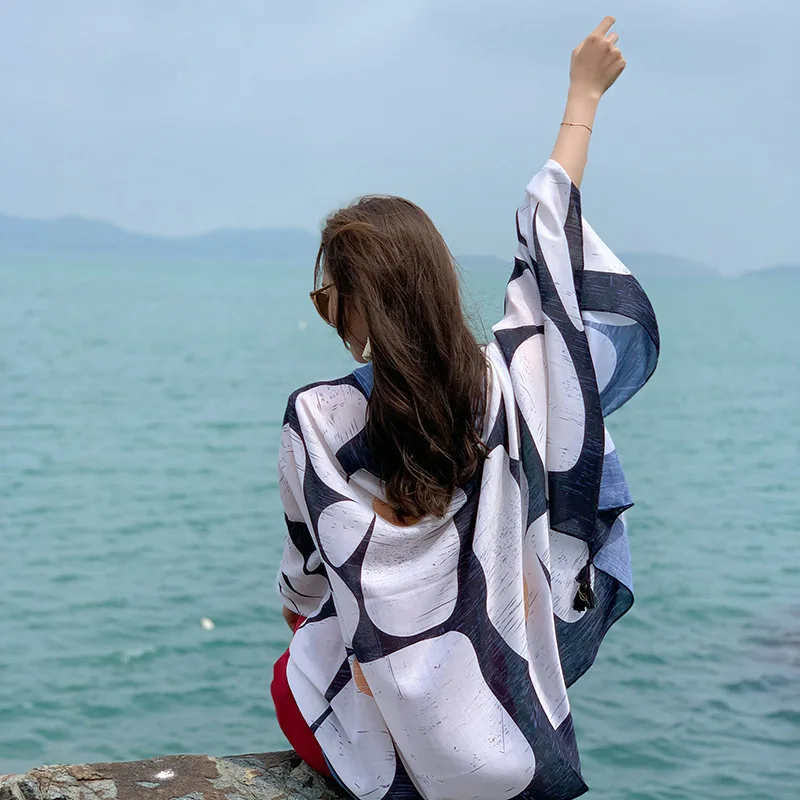 Женский шарф с геометрическим рисунком этнические головные повязки хиджаб