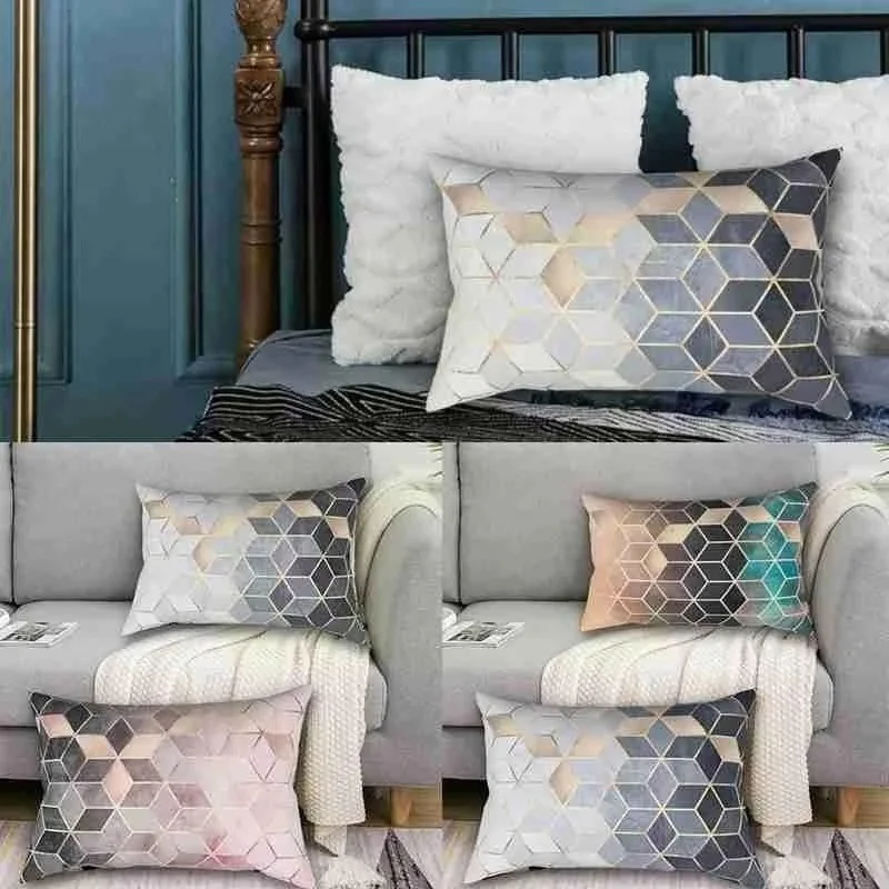 

Fashion Simple Rectangular Sofa Cushion Cushion Marble Pattern Parabolic Cushion Double Sided Decoration