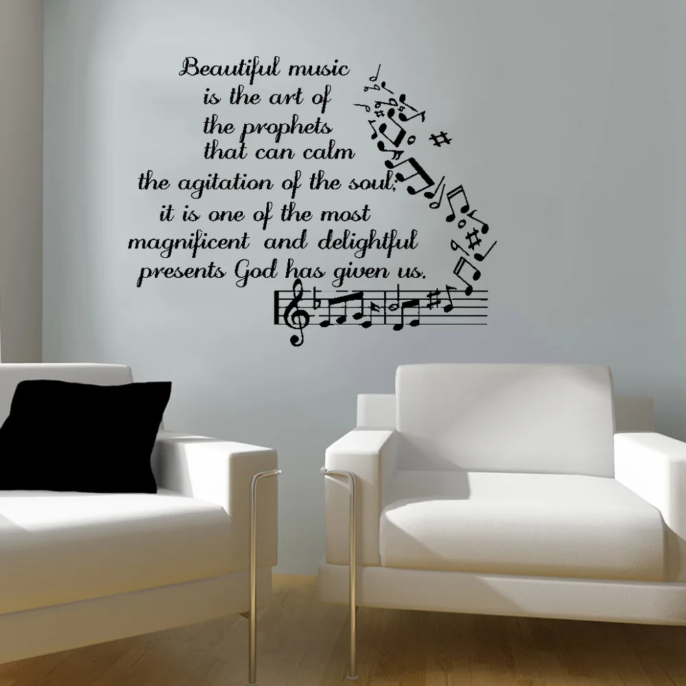 

Music Notes Quote Musica School Decor For Bedroom Music Room Living Room Wall Stickers Decor Wallpaper Vinyl Wall Decal ph657
