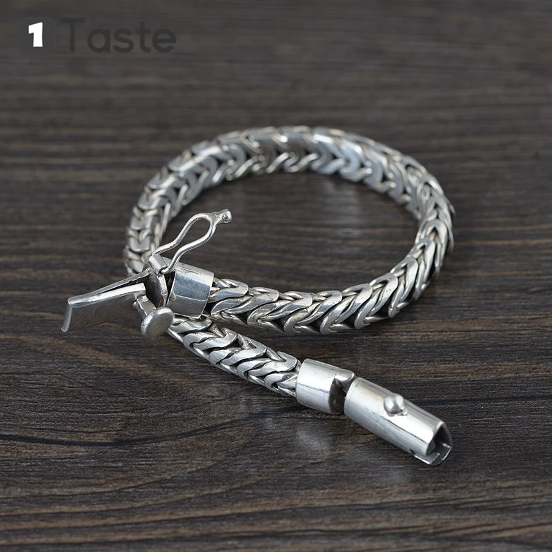 Уникальный вкус планшетовый мужской браслет из тайского серебра плетеные