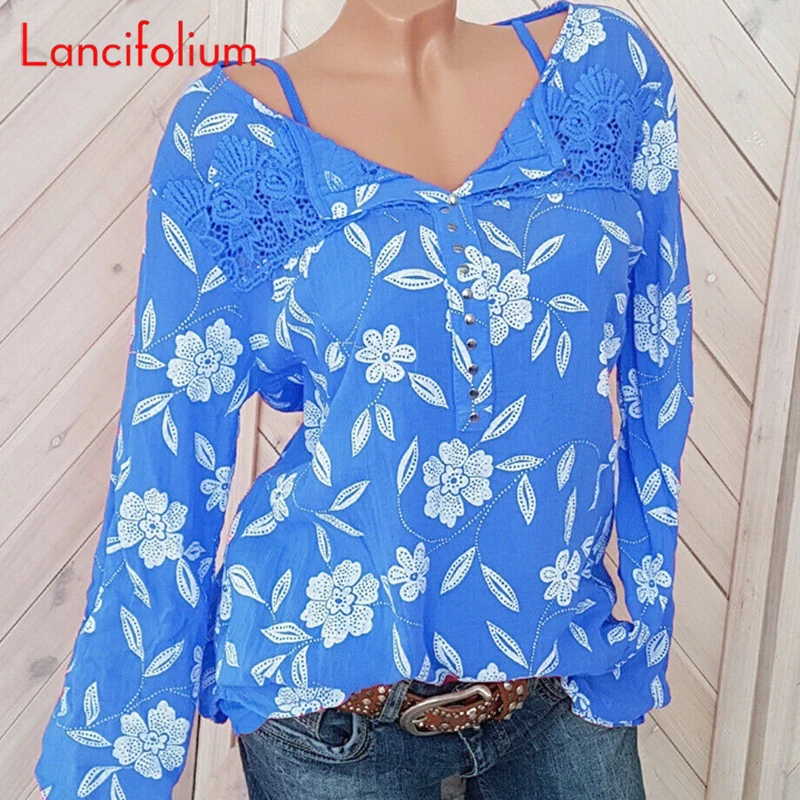 Бохо Цветочная блузка женская 2020 кружевная рубашка на пуговицах розовая