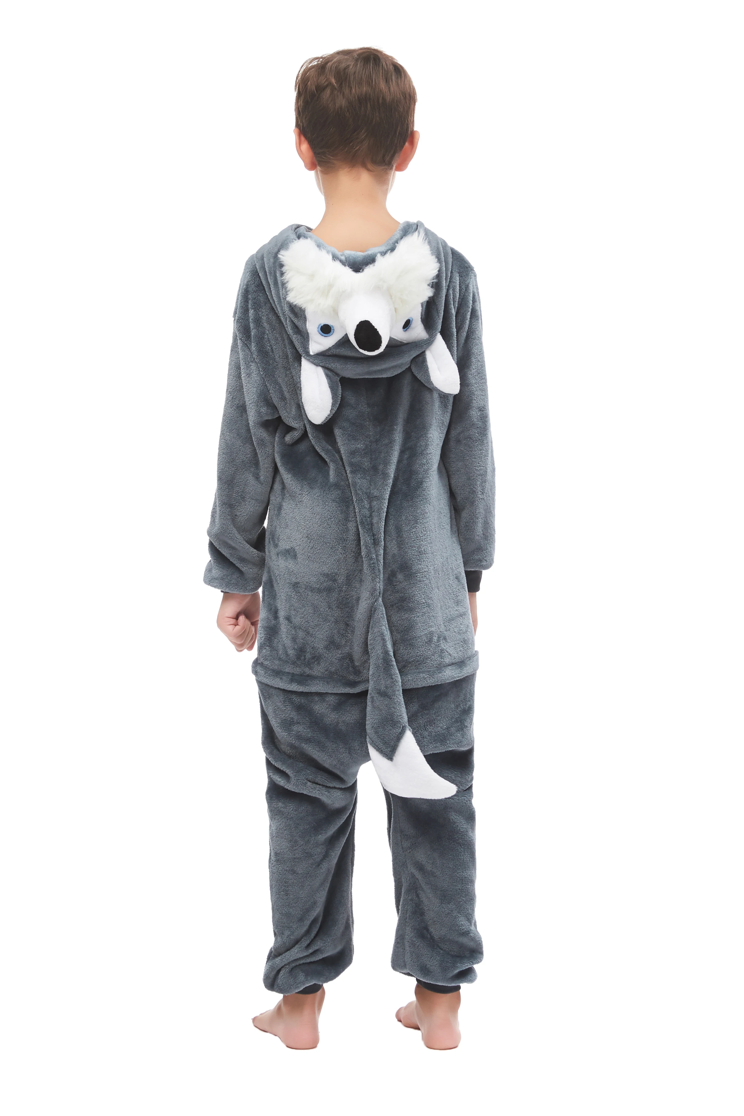Фланелевая 3D серая Пижама для взрослых Kigurumi Wolf пижама с героями мультфильмов