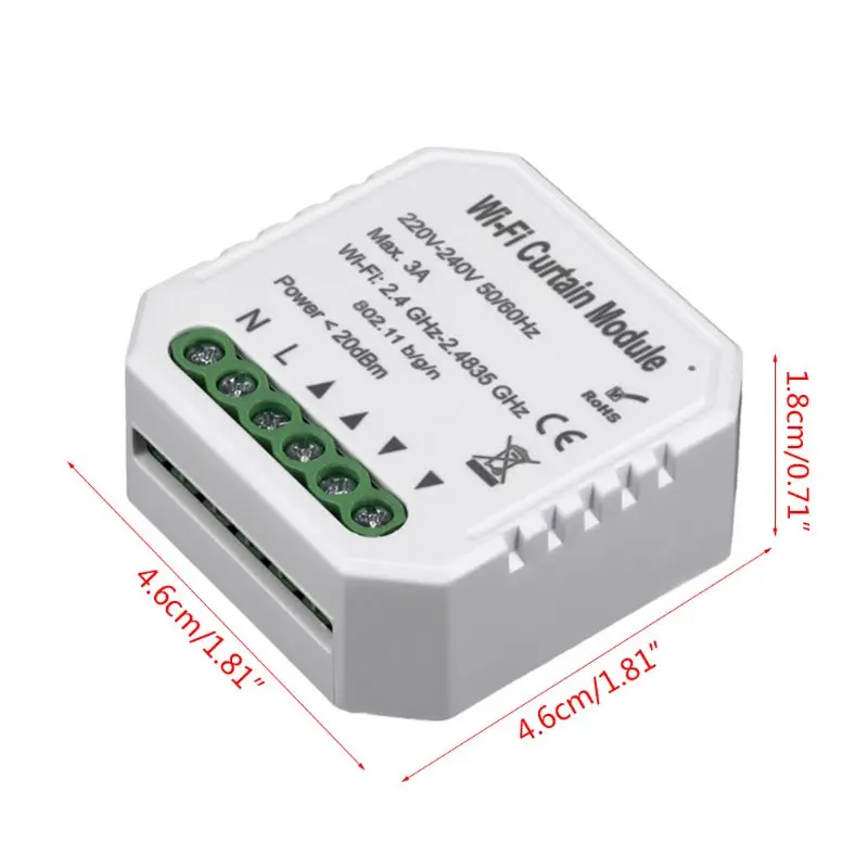 

WiFi Smart Curtain Switch Module Roller Blinds Shutter Motor APP Remote Control Hands-free Voice Control Schedule Timer