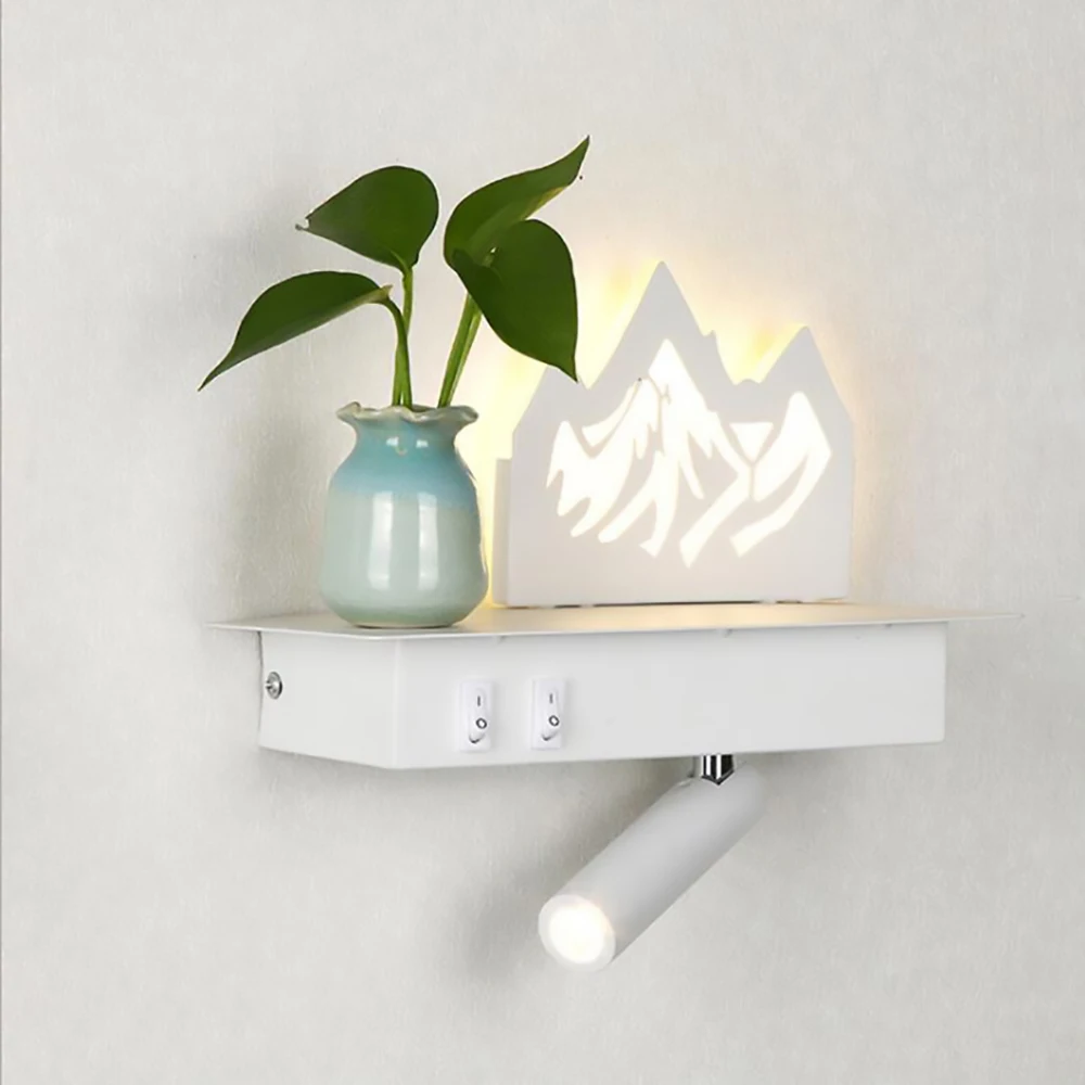 

Sanmusion led lamps novlety room lighting 2 switch blacklit reading lamps modern fashion ball mountain design with phone shelf