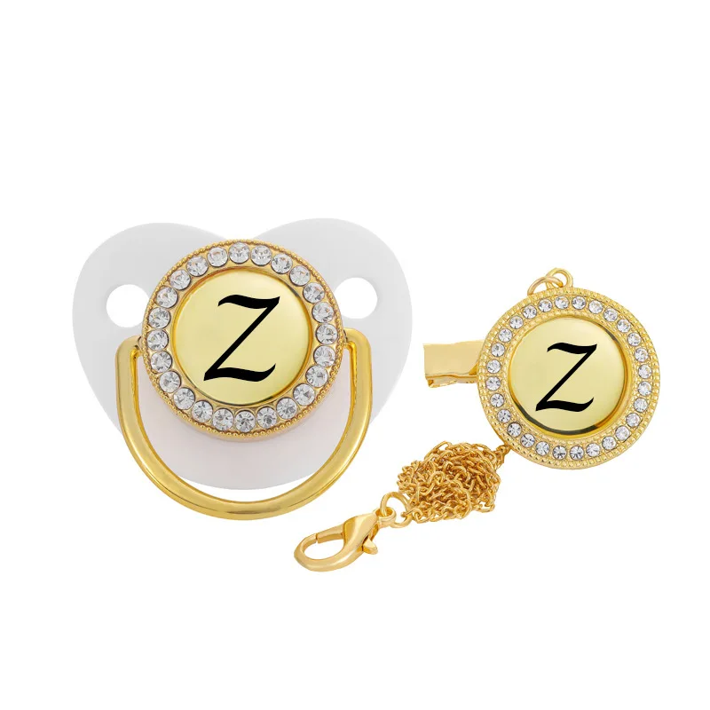 

Letter diamond pacifier 26 letter customized baby pacifier with chain