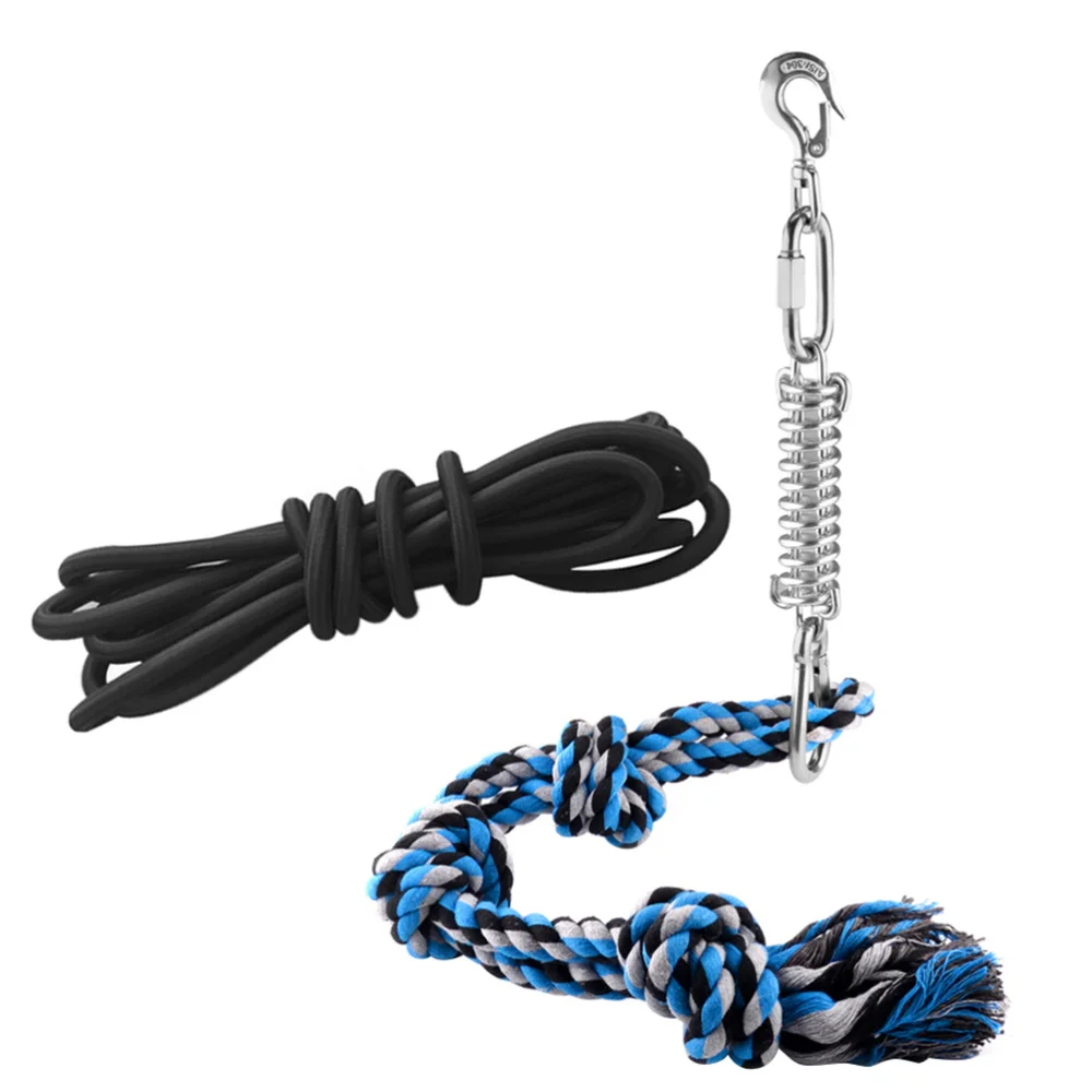 

Pet Durable Stainless Steel Spring Pole Dog Rope Toys Hanging Exercise Rope with 5M Black Ropes