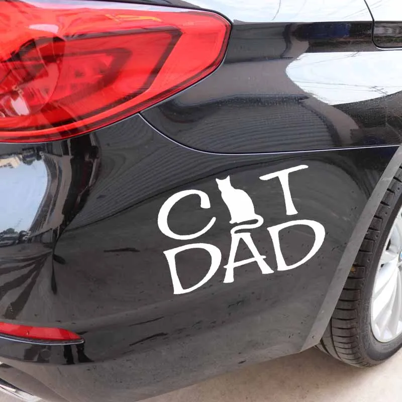 

Creative Cat Dad Love Cute PVC Cat Waterproof and Sun Protection Stickers Black/silver Cat 15.7 X 10.2cm