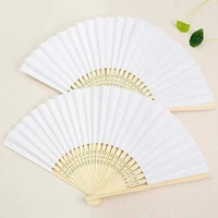 diy folding fan white hand held fan folding bamboo fan decor events paper wooden folding decor chinese home wedding i0f2
