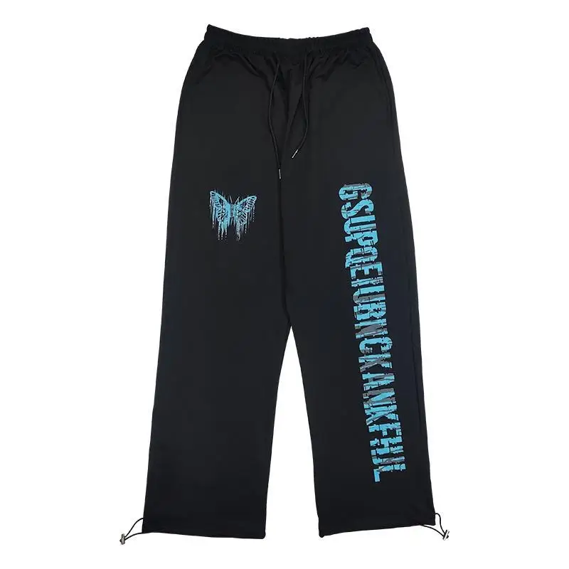 

Korean Style Wide Leg Pants Women Fashion 2021 Print Trousers Women Streetwear High Waist Casual Loose Straight Leg Pants