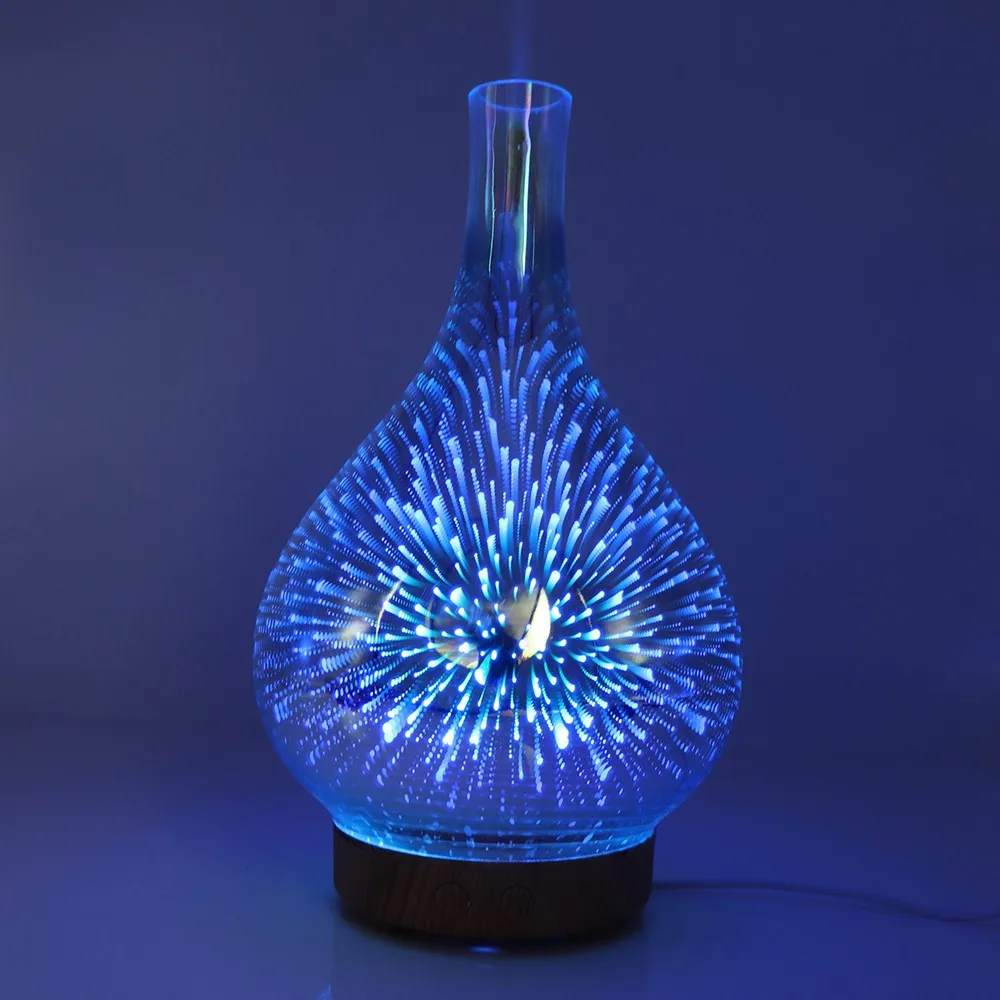 aromatherapy Ultrasonic Humidifier 3D Fireworks Glass Vase Shape Air with LED Aroma Essential Oil Diffuser Mist Maker | Бытовая техника