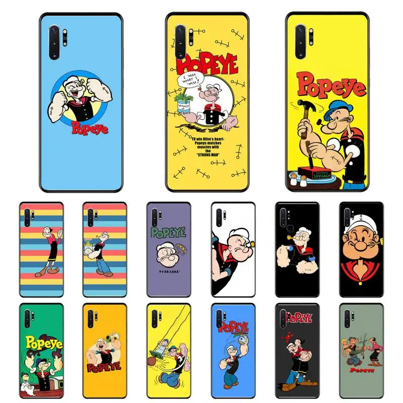 

FHNBLJ Retro cartoon illustration po pe ye spinach Phone Case For Samsung Note 7 8 9 20 Note 10 Pro lite 20ultra M20 M10 Case