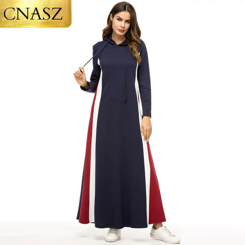 Женский свитер с капюшоном и длинными рукавами контрастных цветов | Тематическая