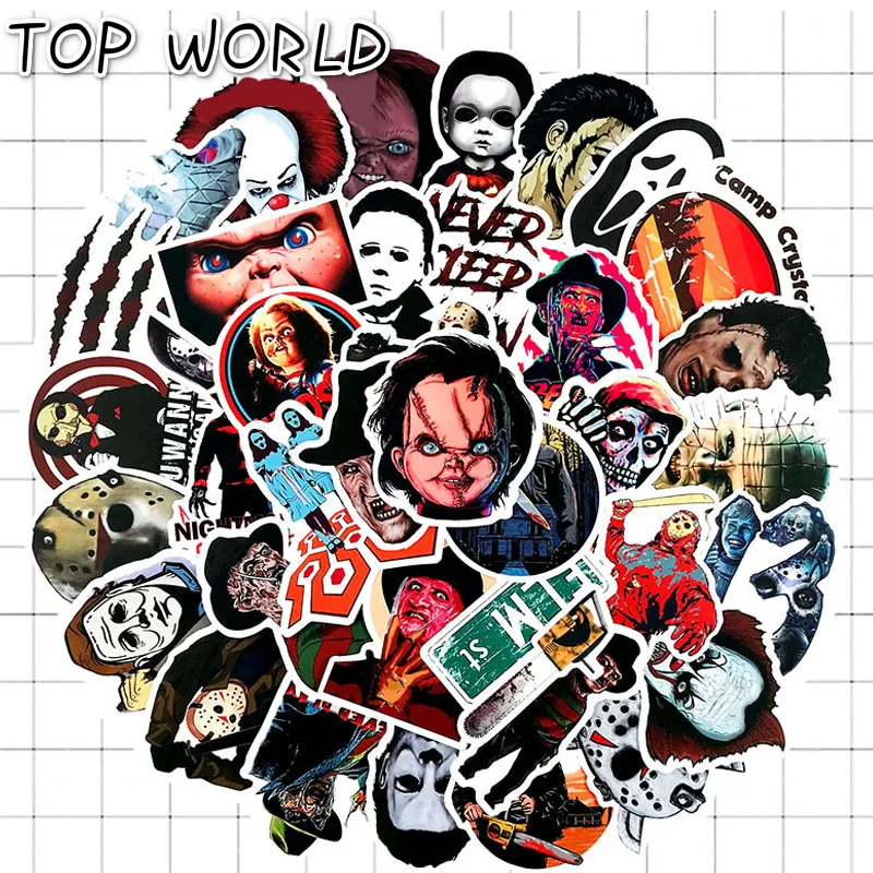 10/50pcs/set Mixed Horror Movie Characters Stickers Les Griffes De La Nuit Stickers For Skateboard Laptop Luggage Motorcycle