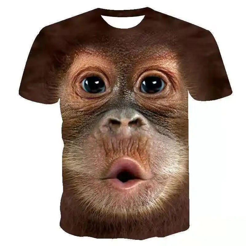 

Summer Fashion Orangutan Pattern 3D T-shirt Short Sleeve Men's Top Animal O Neck Hip Hop T shirt Boys Men's Clothing 2021