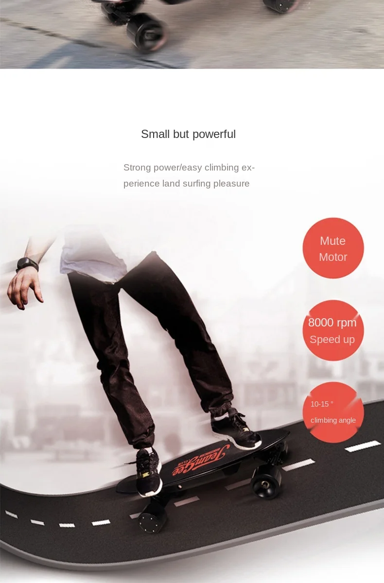

zq Four-Wheel Electric Skateboard Single Drive Wireless Remote Control Smart Lightweight Balance Car Electric Car