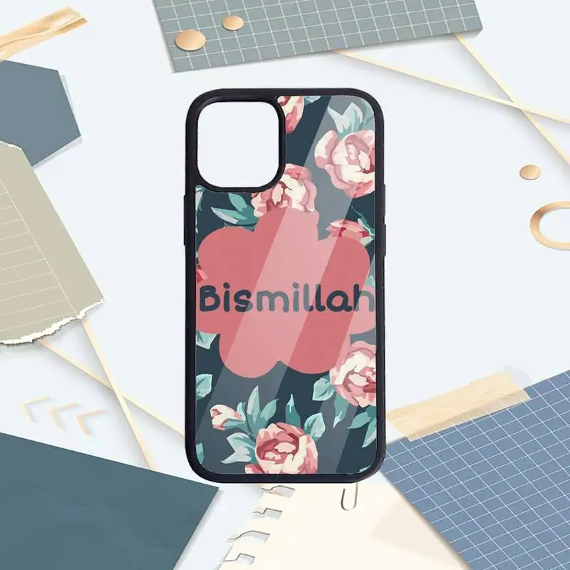 

Islamic Muslim Bismillah letter Phone Case PC for iPhone 11 12 pro XS MAX 8 7 6 6S Plus X 5S SE 2020 XR Luxury brand shell funda