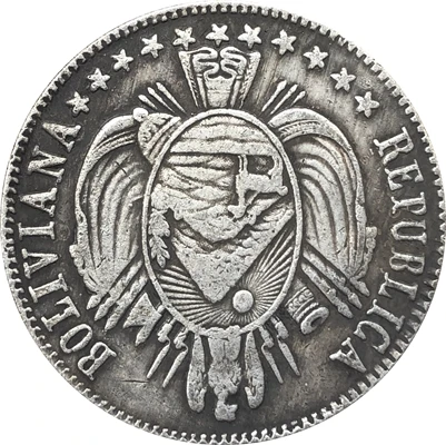 

wholesale Replica BOLIVIA REPUBLIC 1867 1 BOLIVIANO COPY 90% coper manufacturing