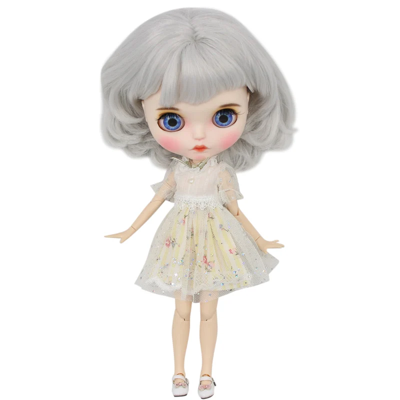 Ледяной 1/6 bjd 30 см тело шарнира No.BL1003 серый Боб волос Новый матовый лицо с бровями
