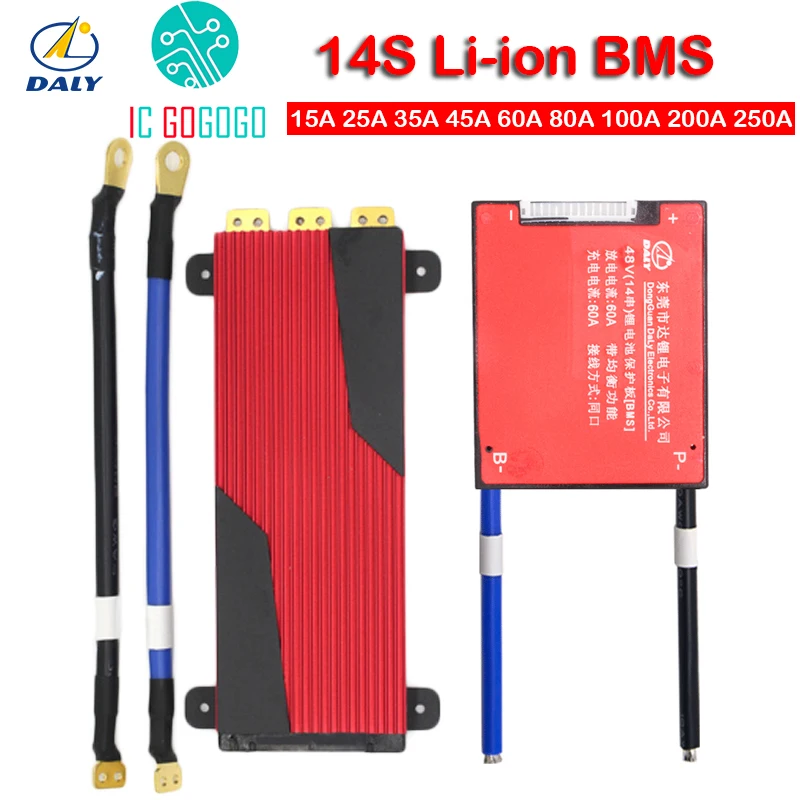 14S 48V 25A 35A 45A 60A 80A 100A 200A 250A литиевая батарея Защитная плата для Daly BMS баланс Li-Ion Lipo 52V eBike трехколесный велосипед