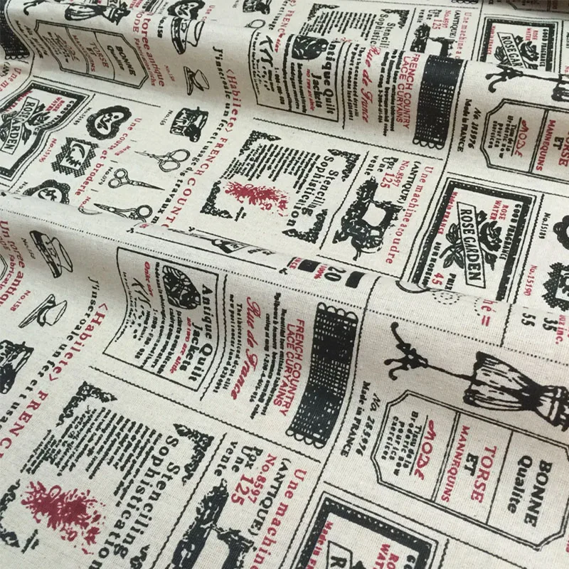 Ткань из хлопка и льна с принтом в стиле ретро ткань пэчворк текстильный материал