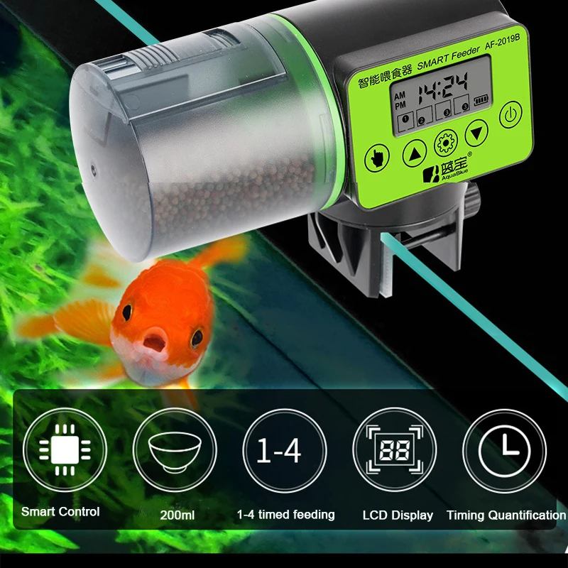 

Умная автоматическая кормушка для рыб, аквариумная кормушка, автоматический дозатор для аквариума с ЖК-дисплеем, таймером, аквариумные акс...