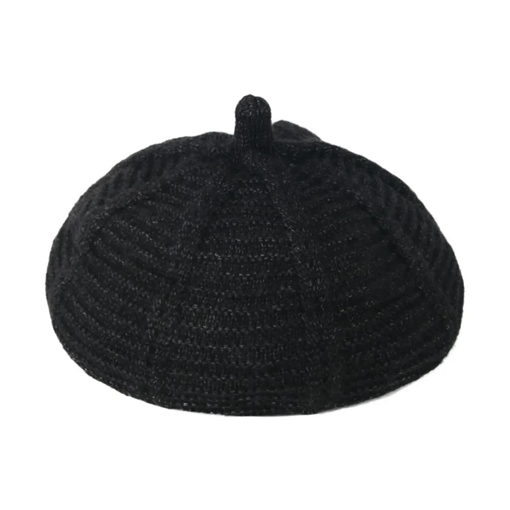 B Детский берет gorras, одноцветная полоска, шерстяная вязаная шапка в виде тыквы, boalar shlyapa Sombrero de nigno Czapka dziecienca sea4 - Цвет: B