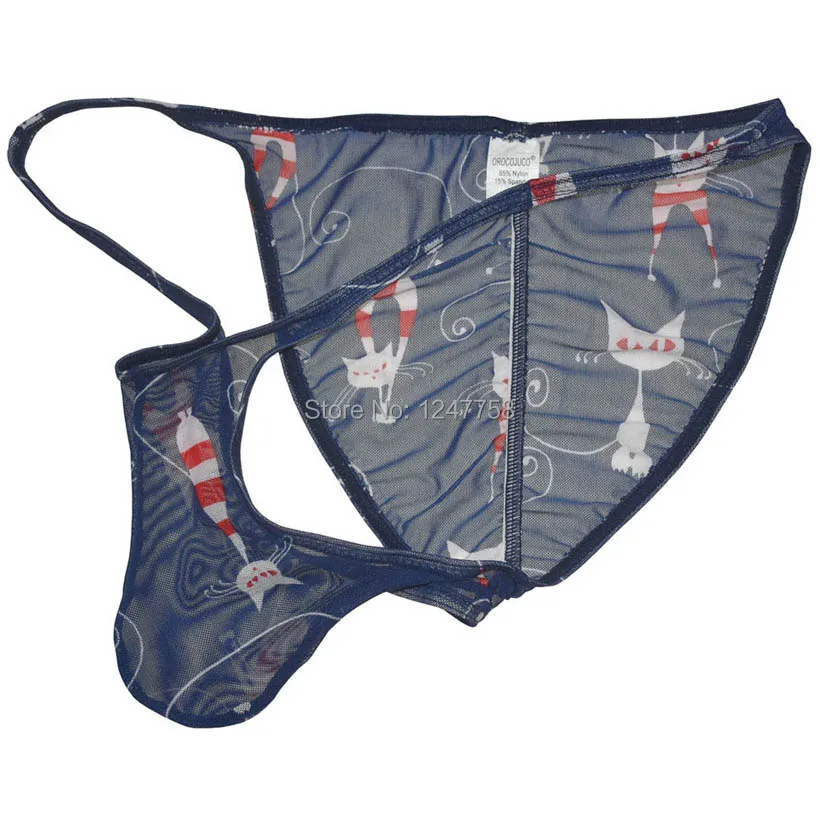 Men Sheer Underwear Transparent Men's Briefs Colorful Printed Birefs Low Waist Brazilian bikinis |