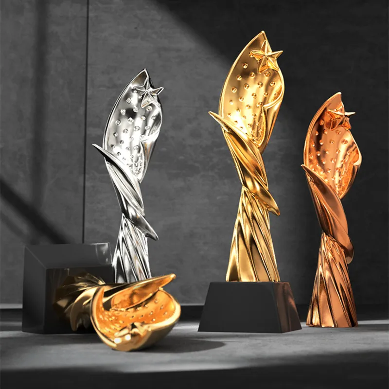 

High Quality!30CM Five-pointed Star Metal Resin Trophy Gold, Silver And Bronze Creative Crystal Trophy,Free Shipping!