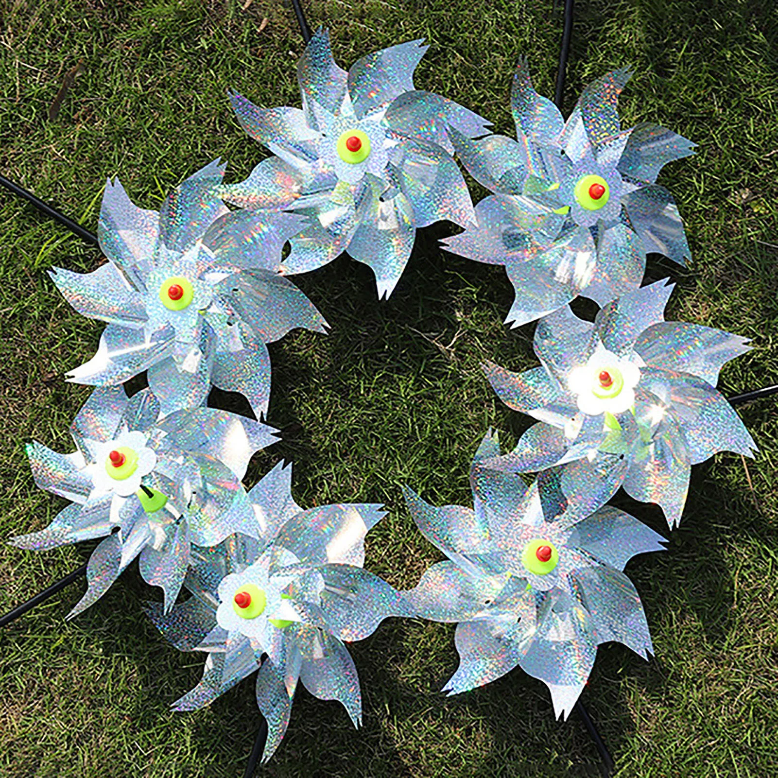 

8-blade Rotating Windmill Spinner Reflective Bird Windmill Garden Decorative Reflective Pinwheel Outdoor Bird-Scaring