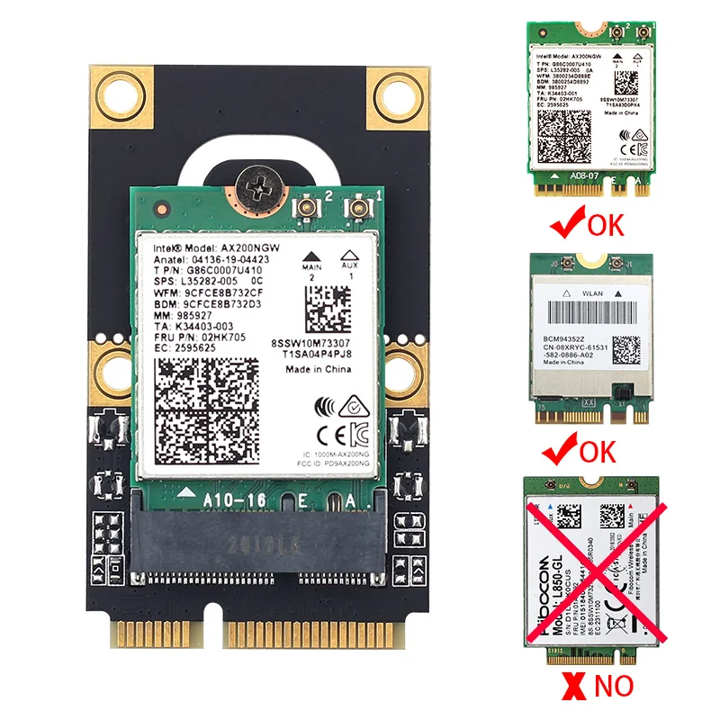 Адаптер M.2 NGFF на Mini PCI E (PCIe + USB) для Wifi Bluetooth Φ AX200 9260 8265 8260 ноутбука/ПК|Сетевые карты| |