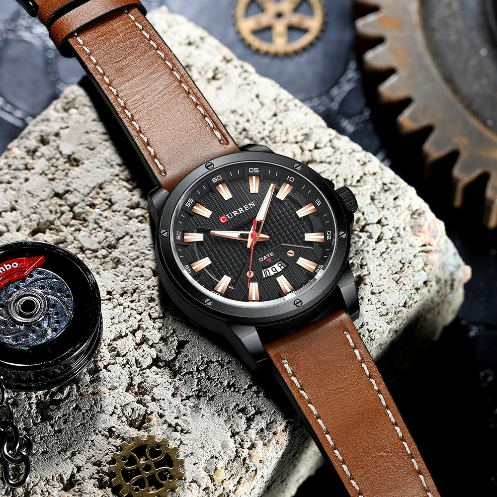 

CURREN Fashion Quartz Watch for Man New Leather Wristwatches Casual Clock with Date Relogio Masculino