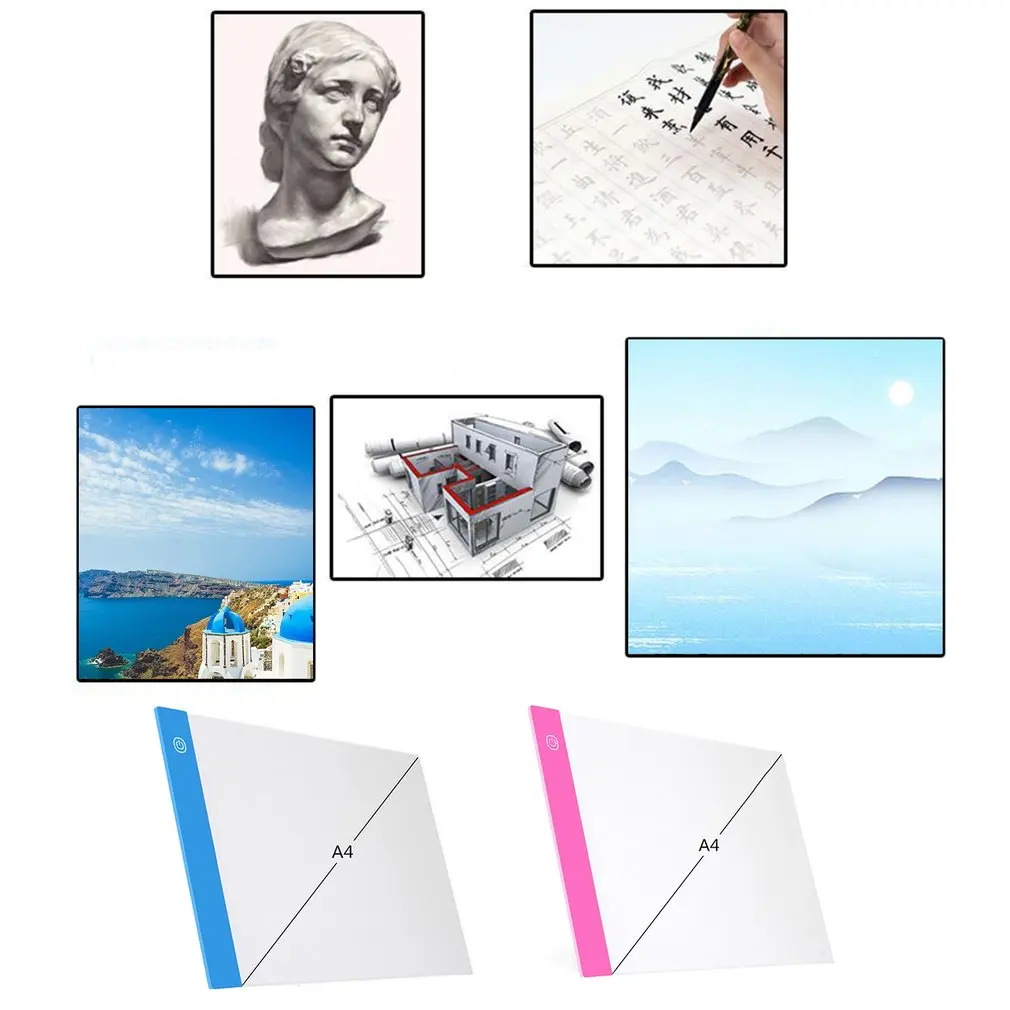 

A4 Three Level Dimmable LED Pad Drawing Board Ultra Thin USB Eye Protection Graphics Tablet for Diamond Painting Embroidery Tool