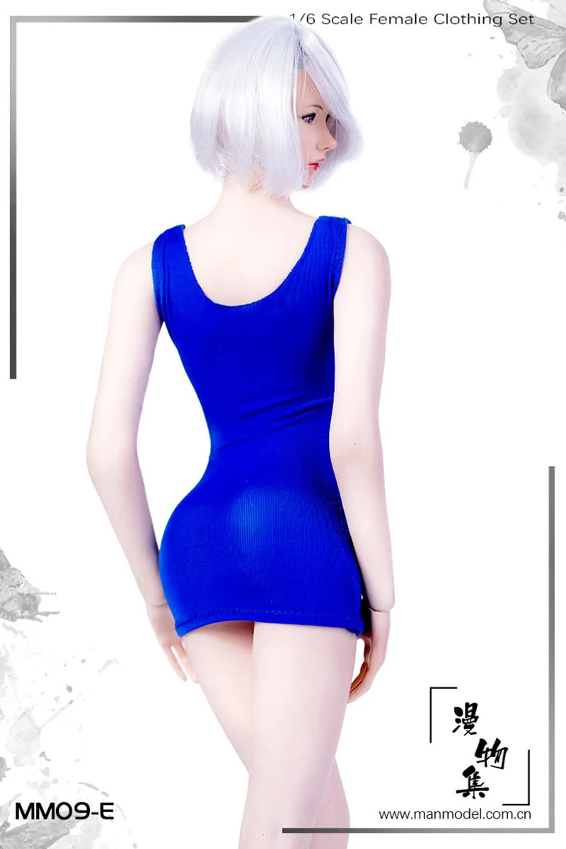 

MM09 1/6 Female Soldier Slim Solid Color Dress Low Cut Skirt Fit 12'' Action Figure Body Dolls