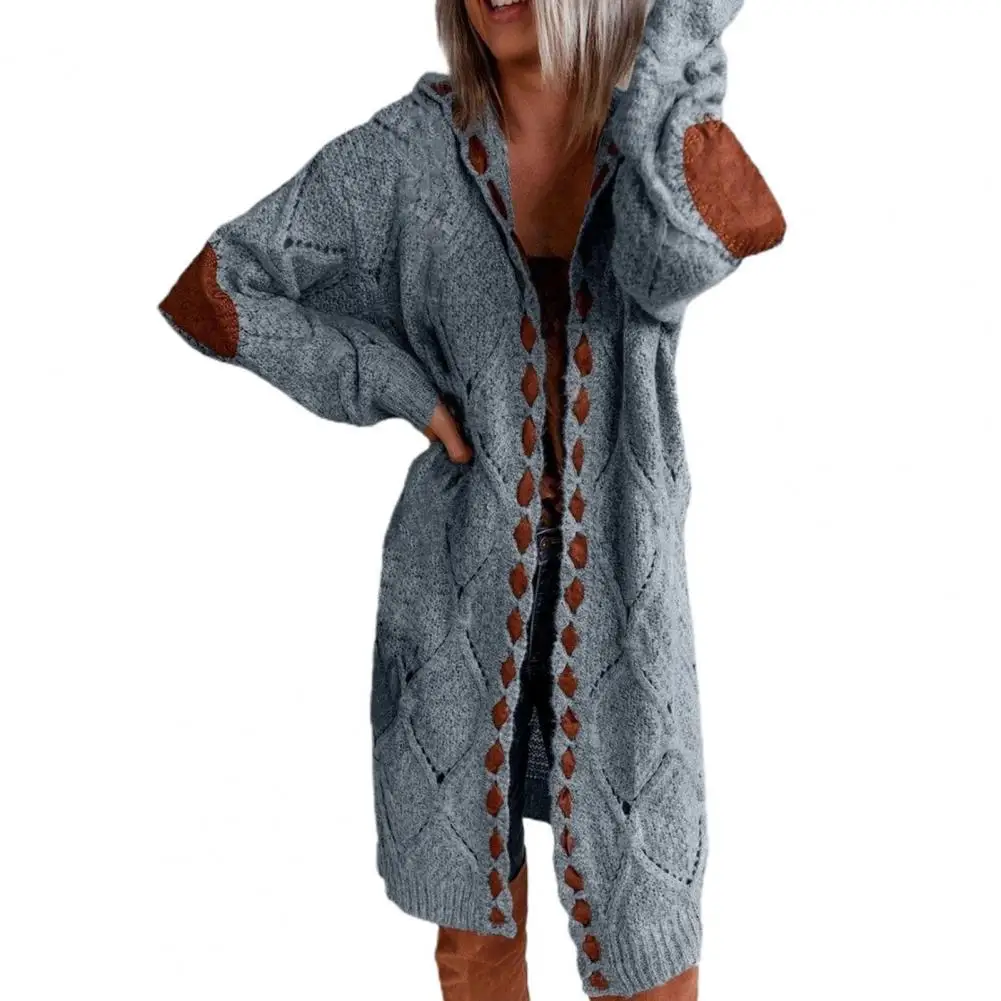 

Coat Long Knitted Cardigan Women Tops Hooded Patchwork Knitted Long Women Sweater for Winter Casual Women Clothing plus size 4XL