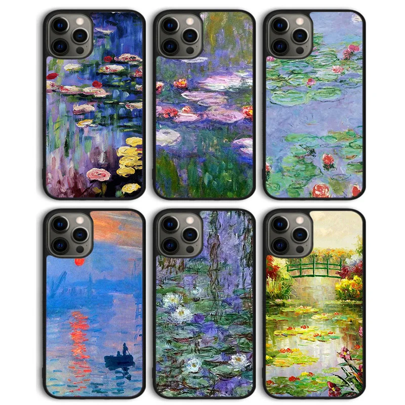 Чехол для телефона Monet Garden Lotus iPhone 14 13 11 12 Pro Max mini XS XR X 8 Plus 7 SE 2020 6S - купить по