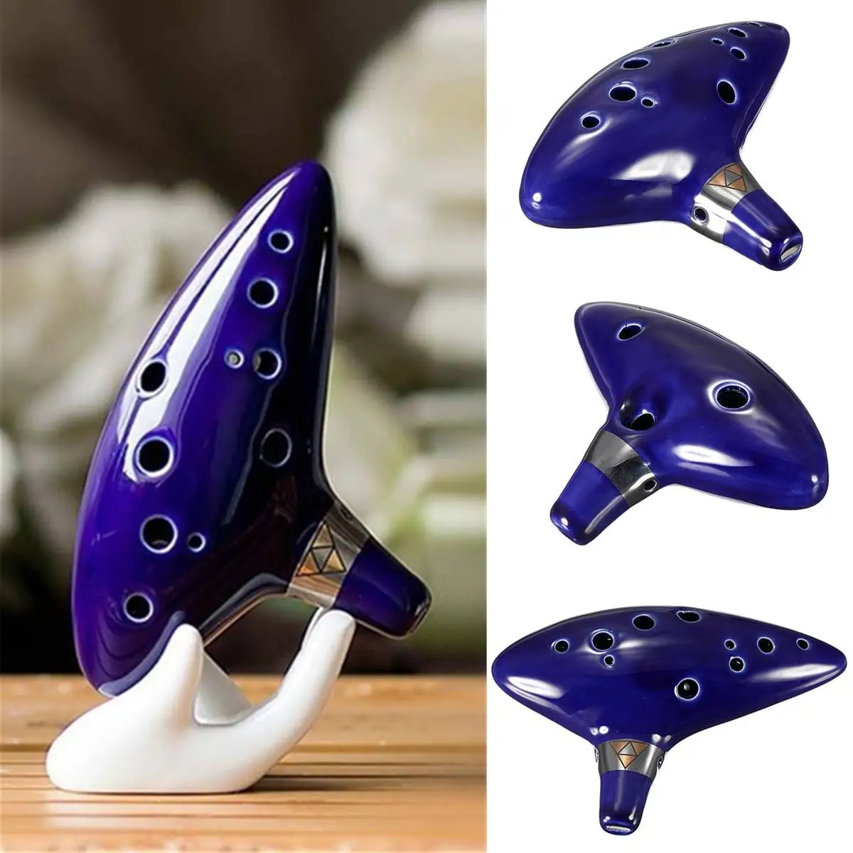 12 отверстий Ceromic Ocarina Alto C Tone ручная работа с кронштейном Музыкальные инструменты