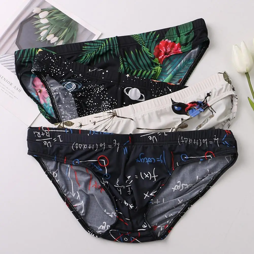 

Underwear Elastic Design Various Printing Men Simple Stretchy Soft Underpant for Home