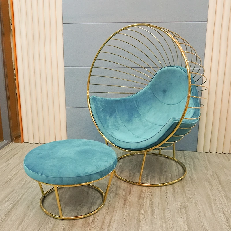 

GY Balcony Lazy Bone Chair Light Luxury Personality Leisure Chair Fashion Stainless Steel Bird's Nest Nordic Couch