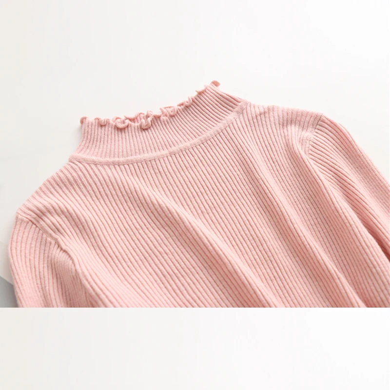 

New Women Warm Slim Sweater Turtleneck Ruched Pullover Winter Tops Solid Cashmere Sweater Autumn Long Sleeve Female Sweater