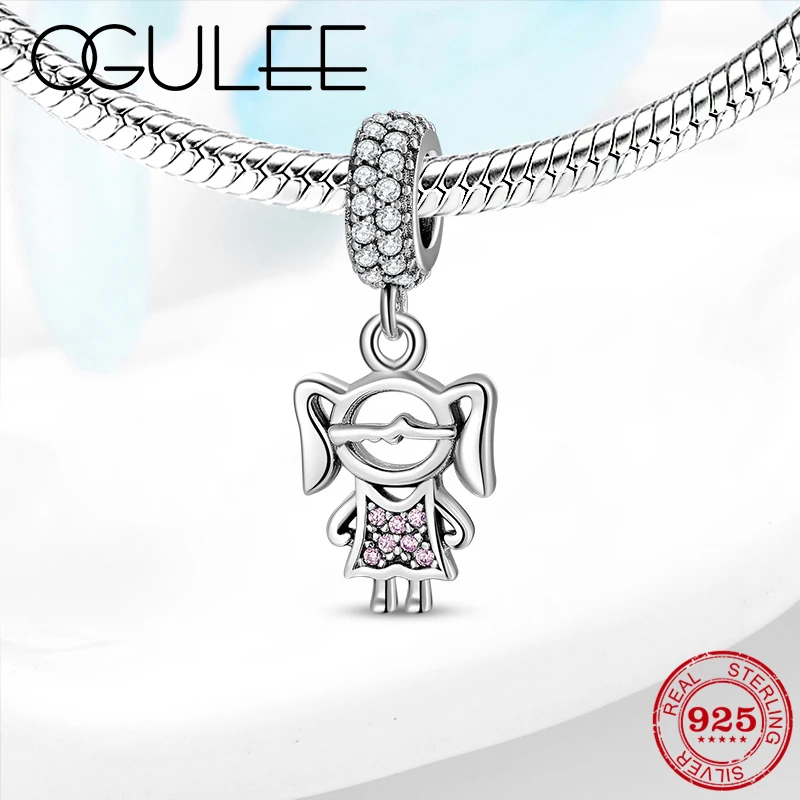 925 пробы серебряный розовый циркон изящный кулон для девочек бусины подходит