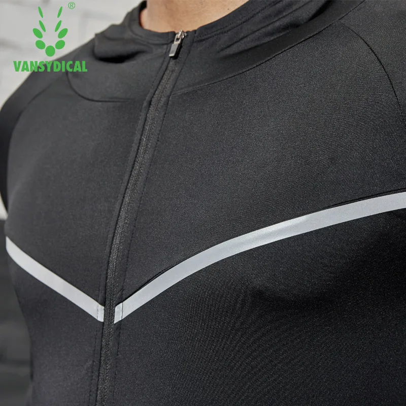 VANSYDICAL куртка для бега Мужская толстовка на молнии быстросохнущая Спортивная