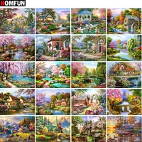 HOMFUN Full Square Round Drill DIY Diamond Painting  Landscape House  Diamond Embroidery Cross Stitch Home Decor Gift