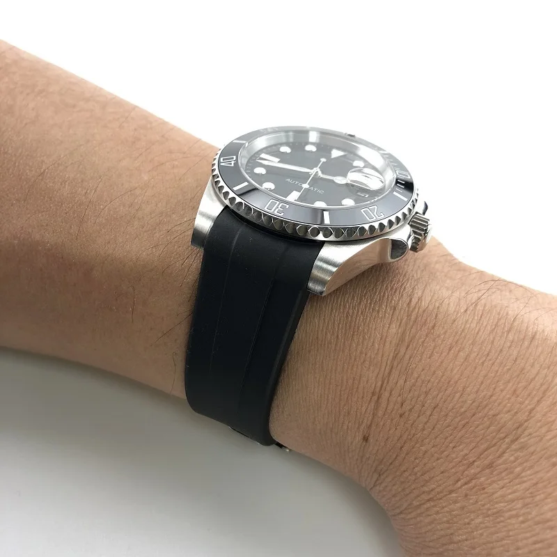 Изогнутый конец 20 мм резиновый силиконовый ремешок для часов различных