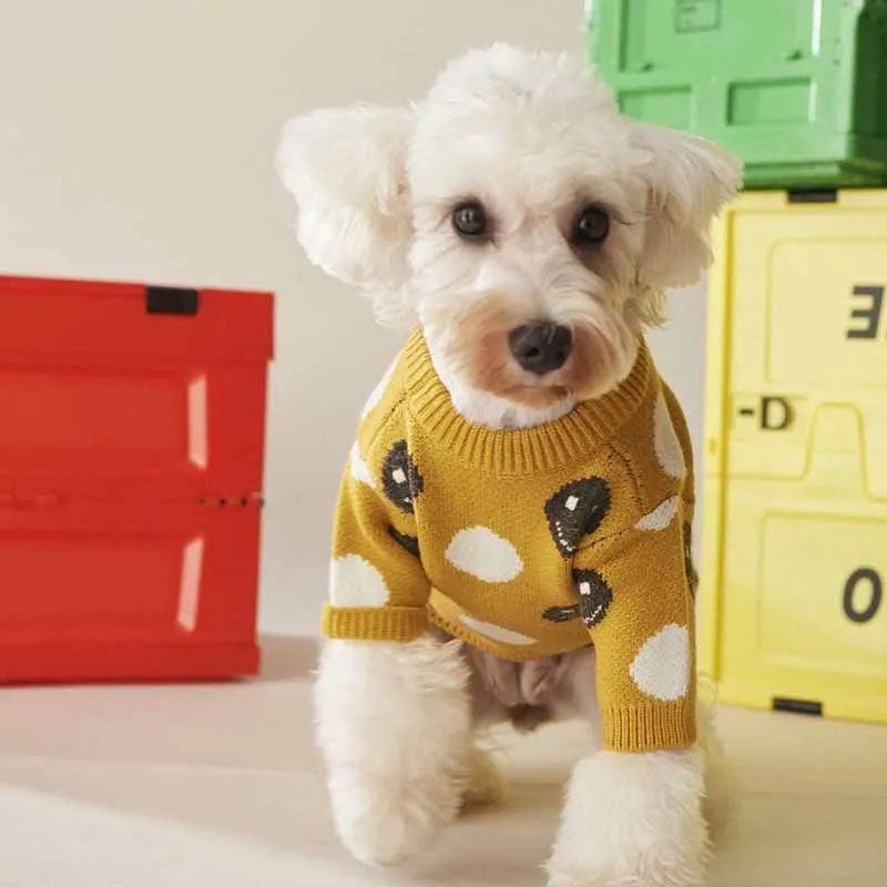 Одежда для собак осенняя и зимняя одежда вязаный свитер с улыбающимся принтом