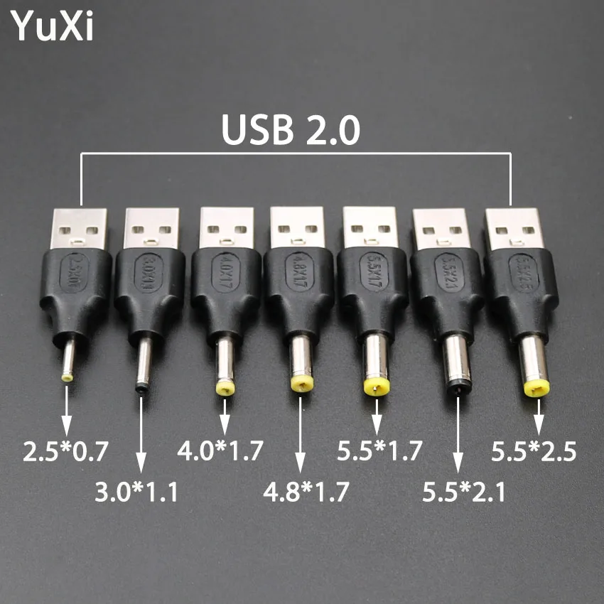Штекер YuXi USB 2 0 типа А на 5 5x2 1 5*0 7 3 0*1 4 8*1 5*1 5*2 мм штекер в постоянного тока адаптер